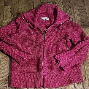 Jones New York Vibrant Pink Zipper Cardigan